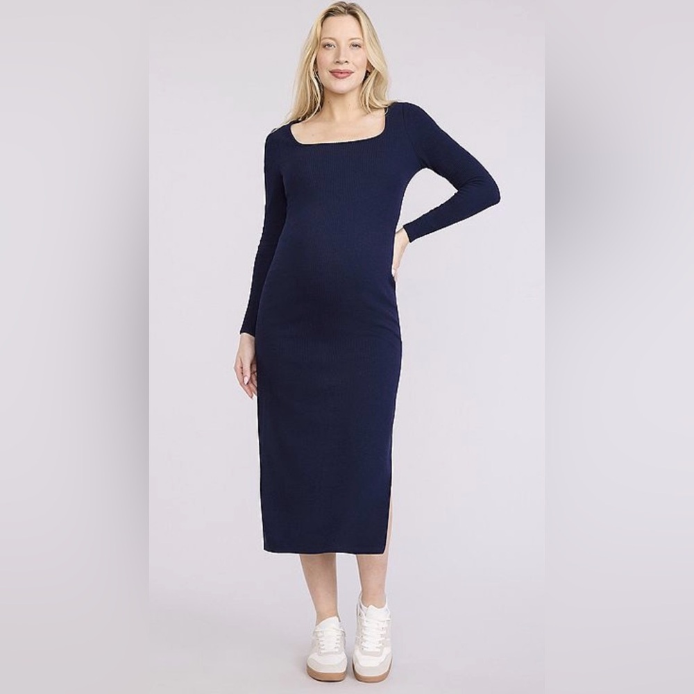 NWT Motherhood Maternity Navy Long Sleeve Dress